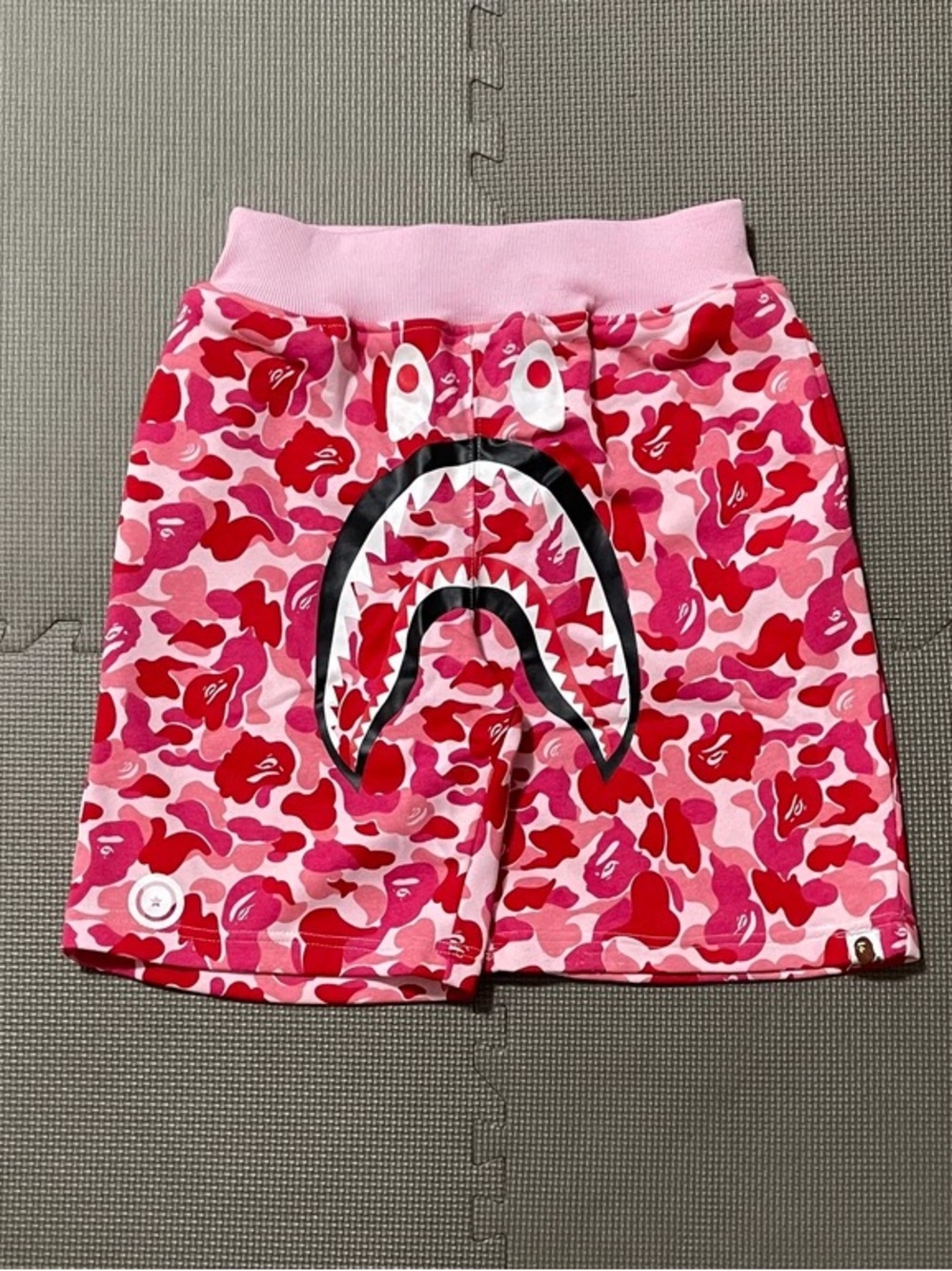 Pink & Red Shark Camo Swim Shorts